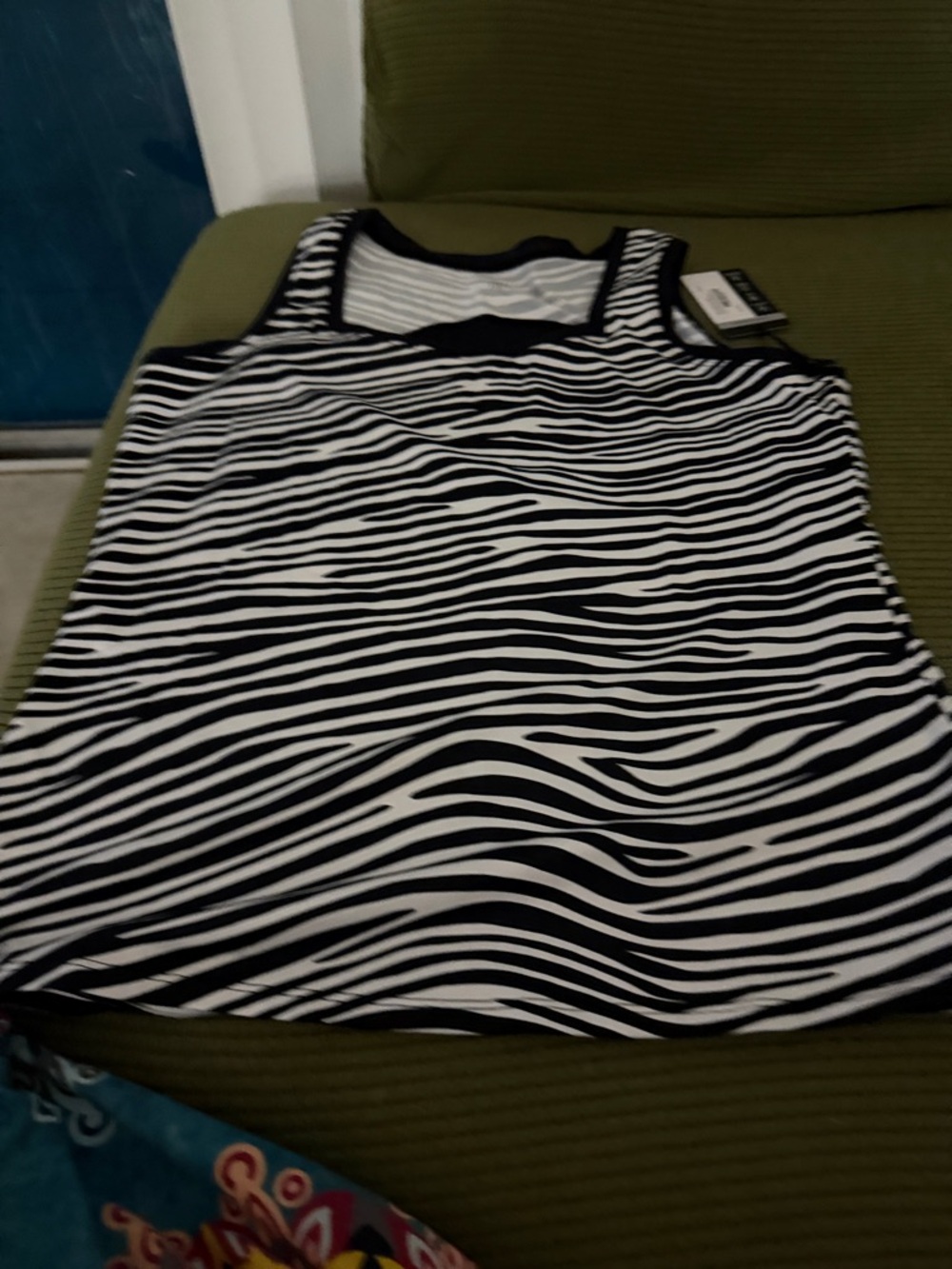 Tail Black & White Zebra Stripe Sleeveless Top
